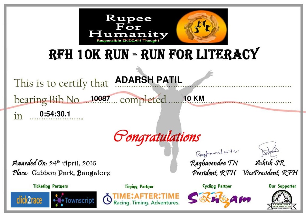 RFH 10K 2016 - Timing Certificate